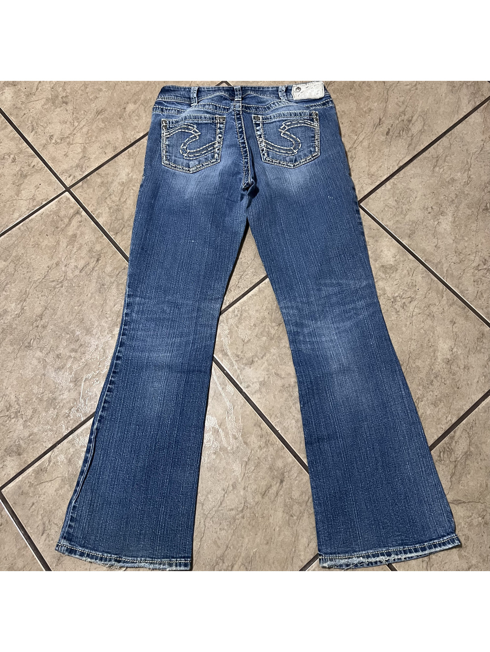 Y2k Silver Jeans Co. Suki Bootcut Western Low RIse Embroidered Fade 31x32 Grunge